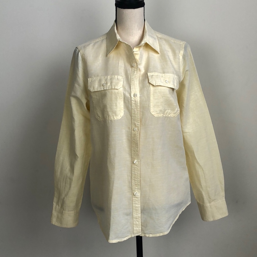 Chaps Linen Blend Button Down Sz M - image 1